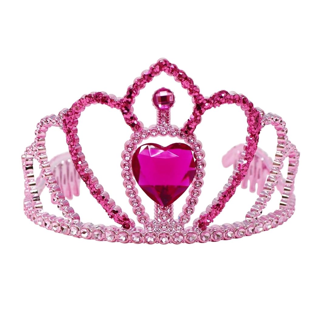 Princess Rose Crown with Heart Gemstone & Glitter
