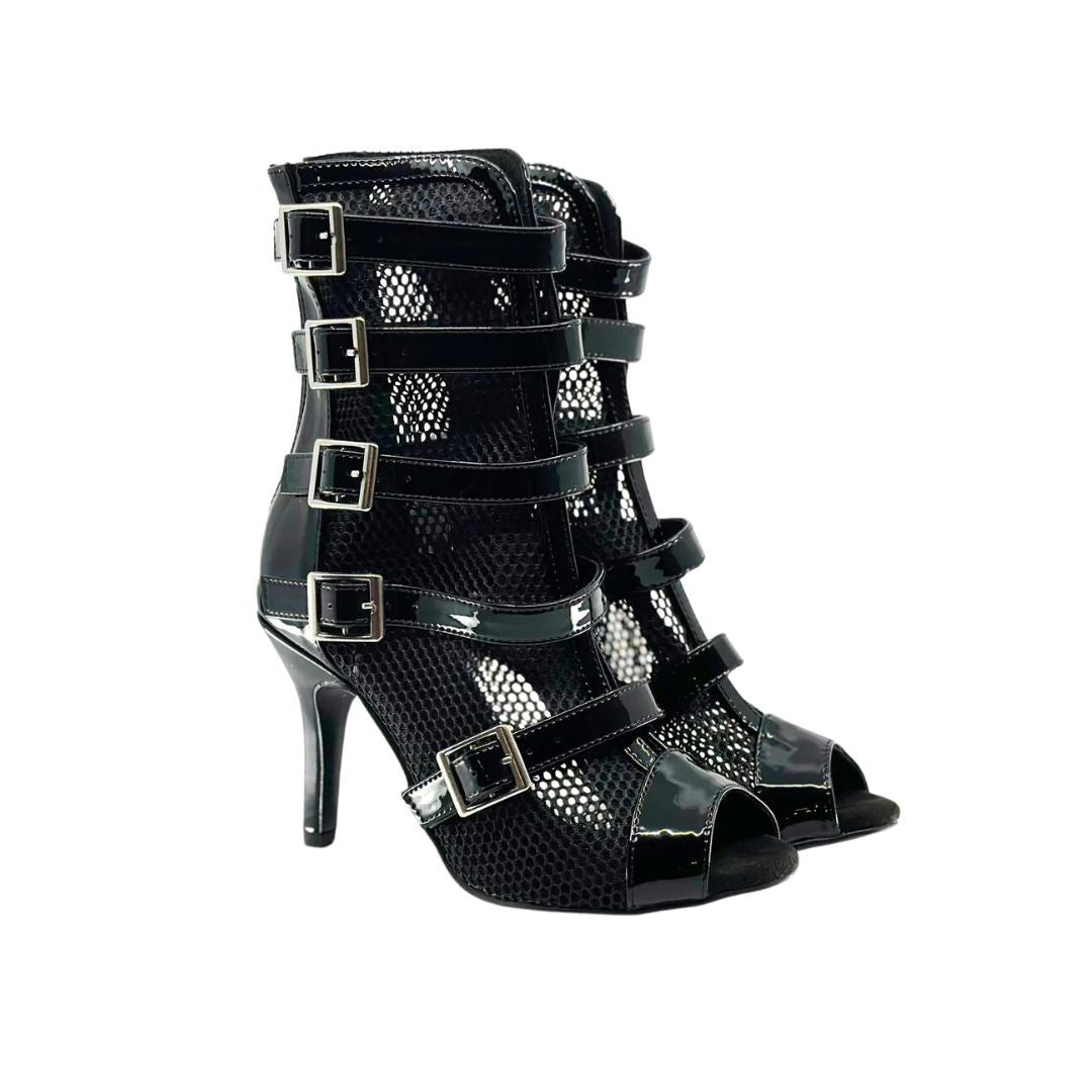 Phoenix Dance Boot in glossy black patent with a 3.3 inch stiletto heel