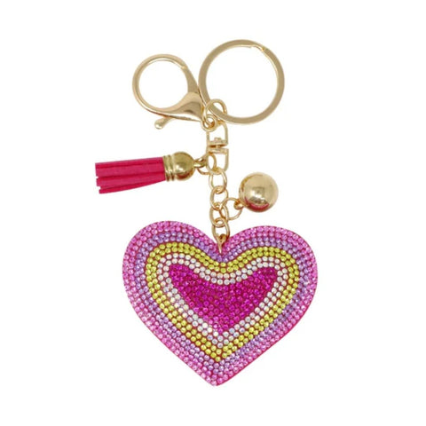 Rainbow Heart Jewelled Bag Charm