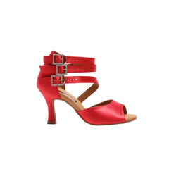 S248 Ladies Red Hot Peep Toe Latin Dance Shoe